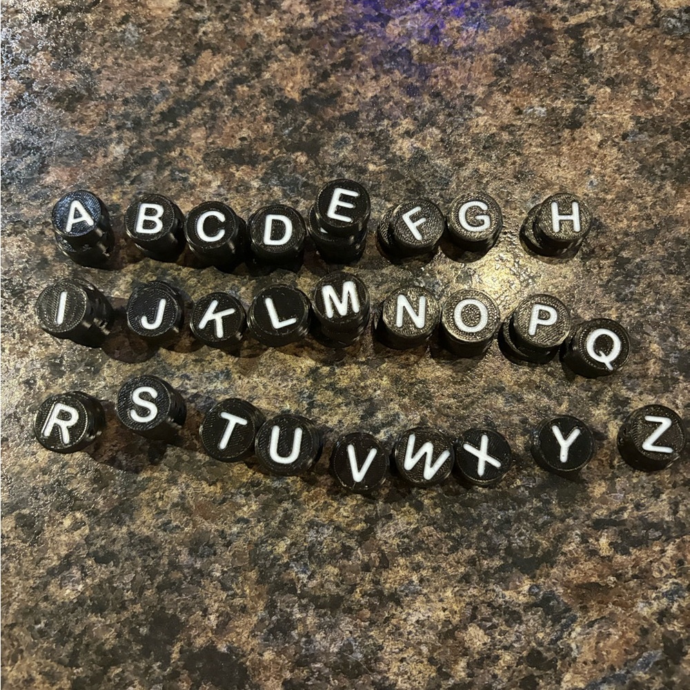 Black Alphabet Dog Collar Charms